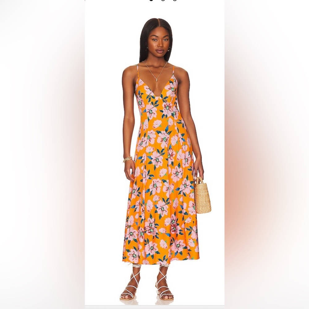 Free People Finer Things Maxi Dress in Sunshine Combo Size Small